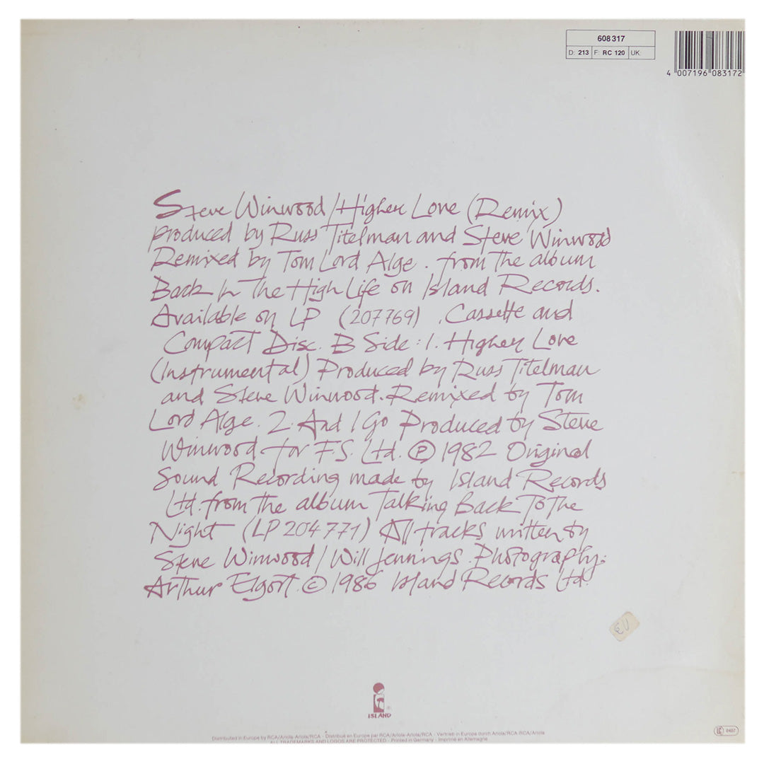 STEVE WINWOOD - HIGHER LOVE | 12" MAXI SINGLE USADO