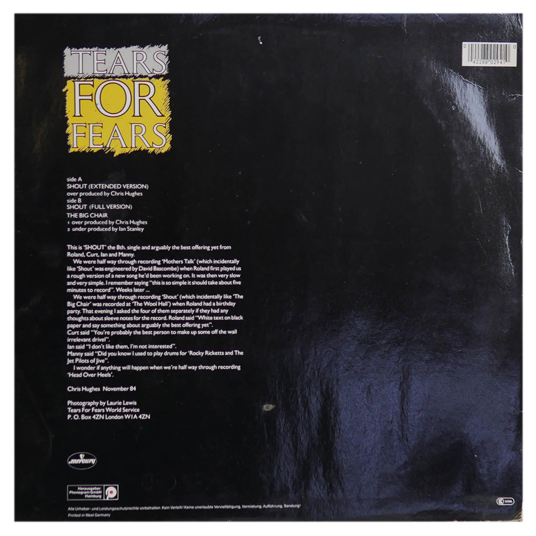 TEARS FOR FEARS - SHOUT (EXTENDED) | 12" MAXI SINGLE USADO
