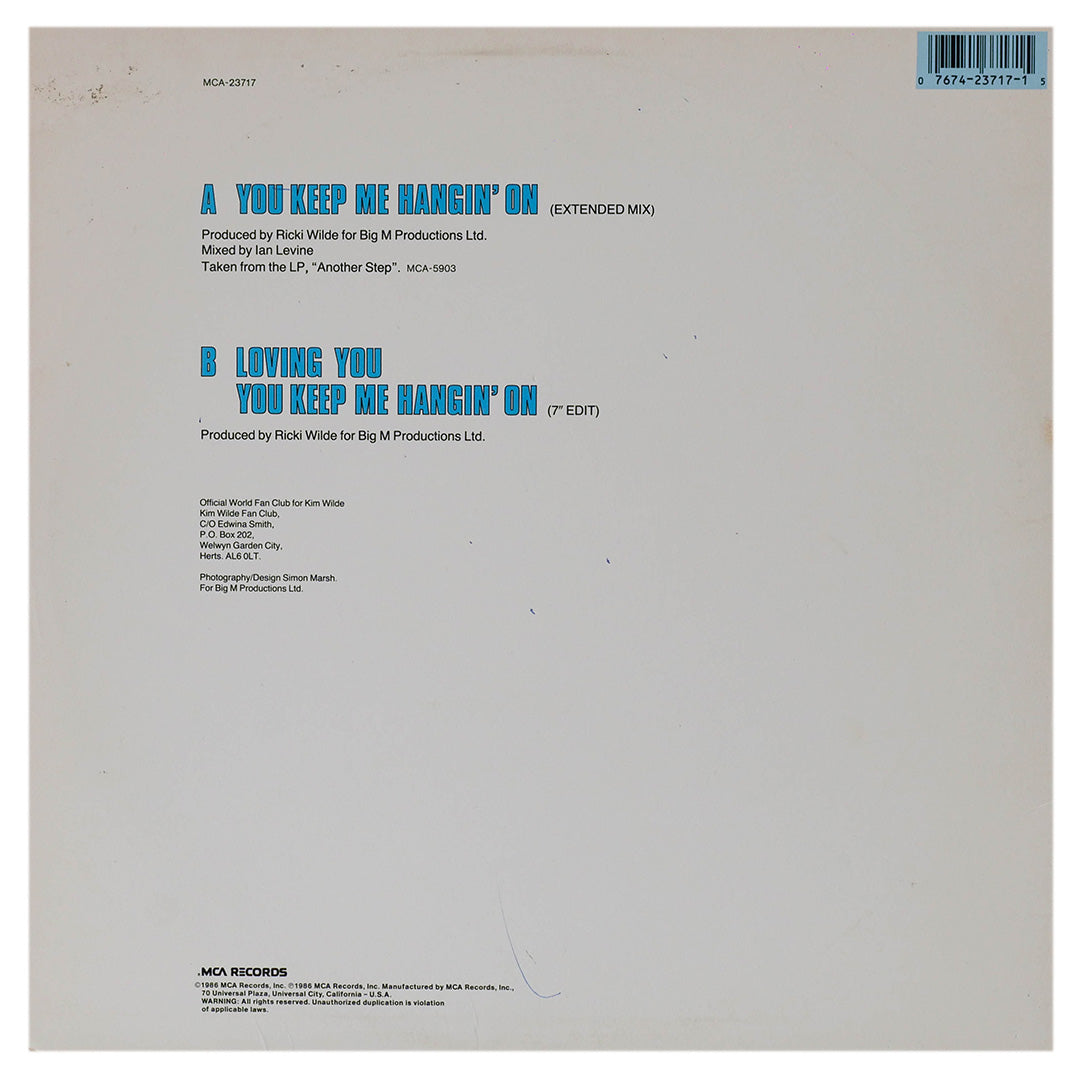 KIM WILDE - YOU KEEP ME HANGIN' ON | 12" MAXI SINGLE USADO