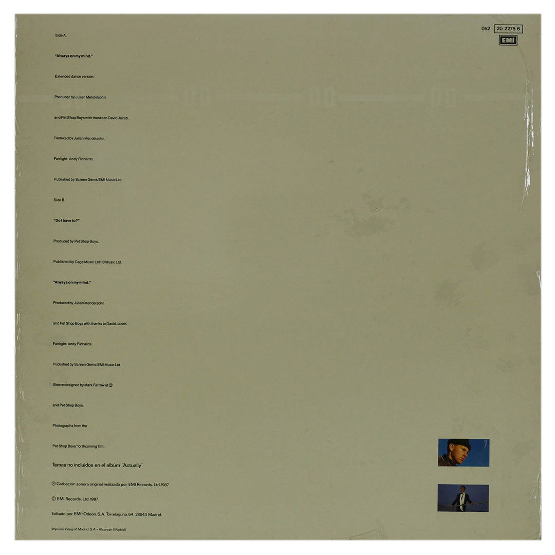 PET SHOP BOYS - ALWAYS ON MY MIND | 12" MAXI SINGLE USADO