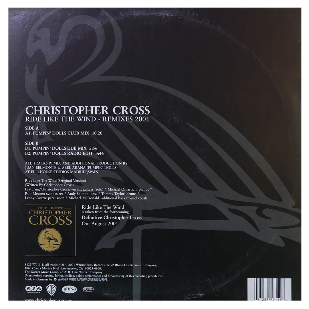 CHISTOPHER CROSS - RIDE LIKE THE WIND (REMIXES 2001) | 12" MAXI SINGLE USADO