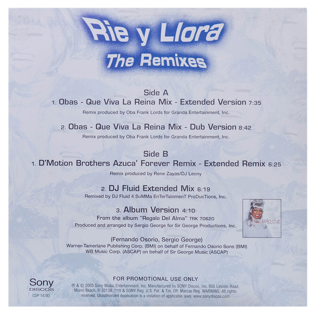 CELIA CRUZ - RIE Y LLORA - THE REMIXES | 12" MAXI SINGLE USADO