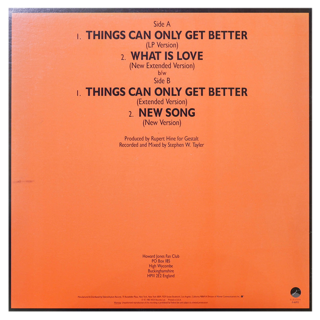 HOWARD JONES - THINGS CAN ONLY GET BETTER/WHAT IS LOVE/NEW SONG | 12" MAXI SINGLE USADO