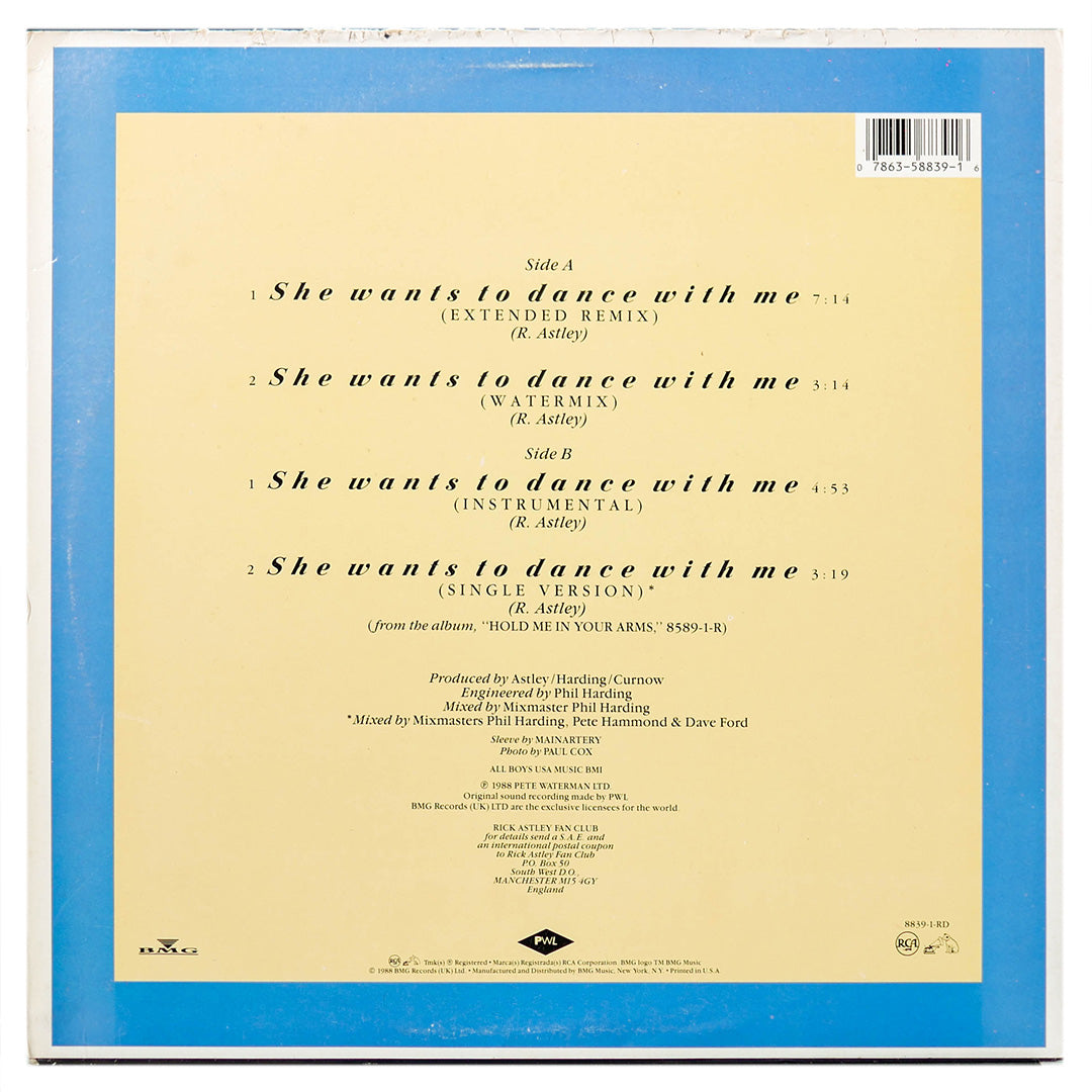 RICK ASTLEY - SHE WANTS TO DANCE WITH ME | 12" MAXI SINGLE USADO