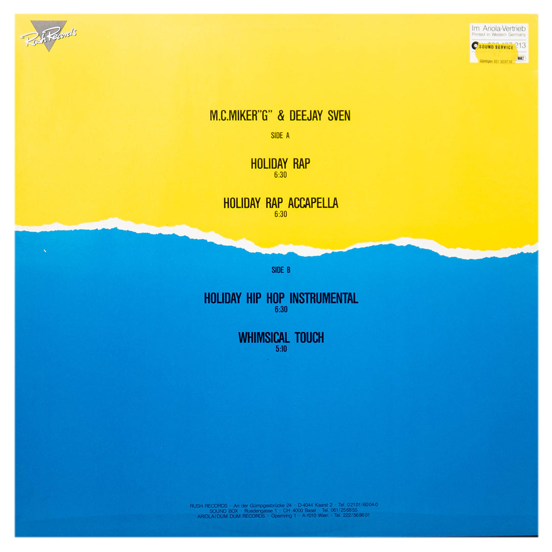 M.C MIKER "G" & DEEJAY SVEN - HOLIDAY RAP | 12" MAXI SINGLE USADO