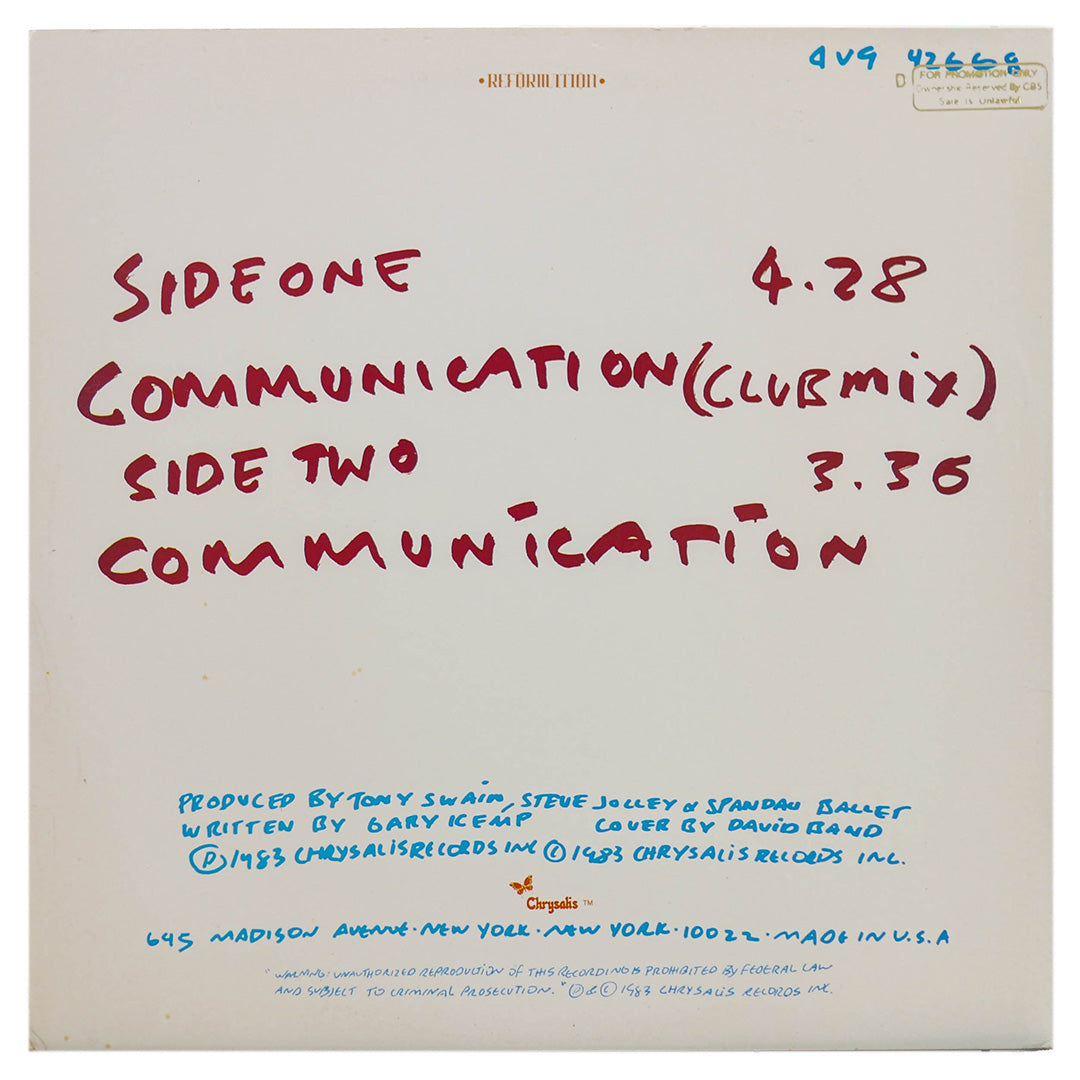 SPANDAU BALLET - COMMUNICATION(CLUB MIX) | 12" MAXI SINGLE USADO