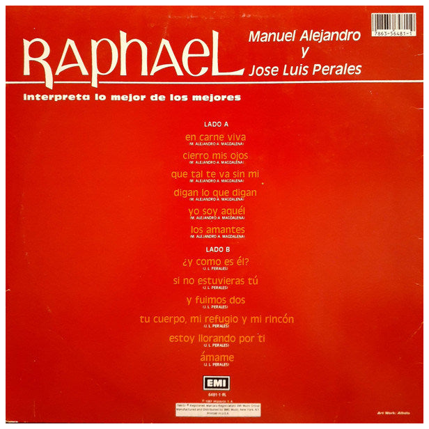 RAPHAEL - INTERPRETA A MANUEL ALEJANDRO Y JOSE LUIS PERALES | VINILO