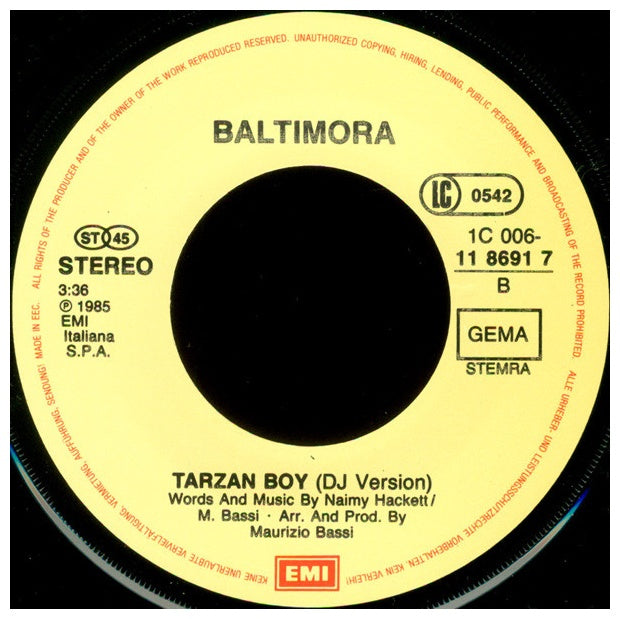 BALTIMORA - TARZAN BOY | 7" SINGLE USADO