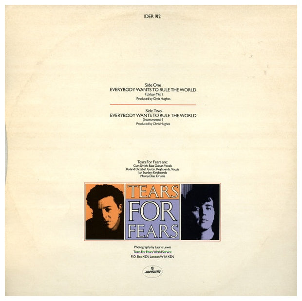 TEARS FOR FEARS - EVERYBODY WANTS TO RULE THE WORLD | 12" MAXI SINGLE USADO