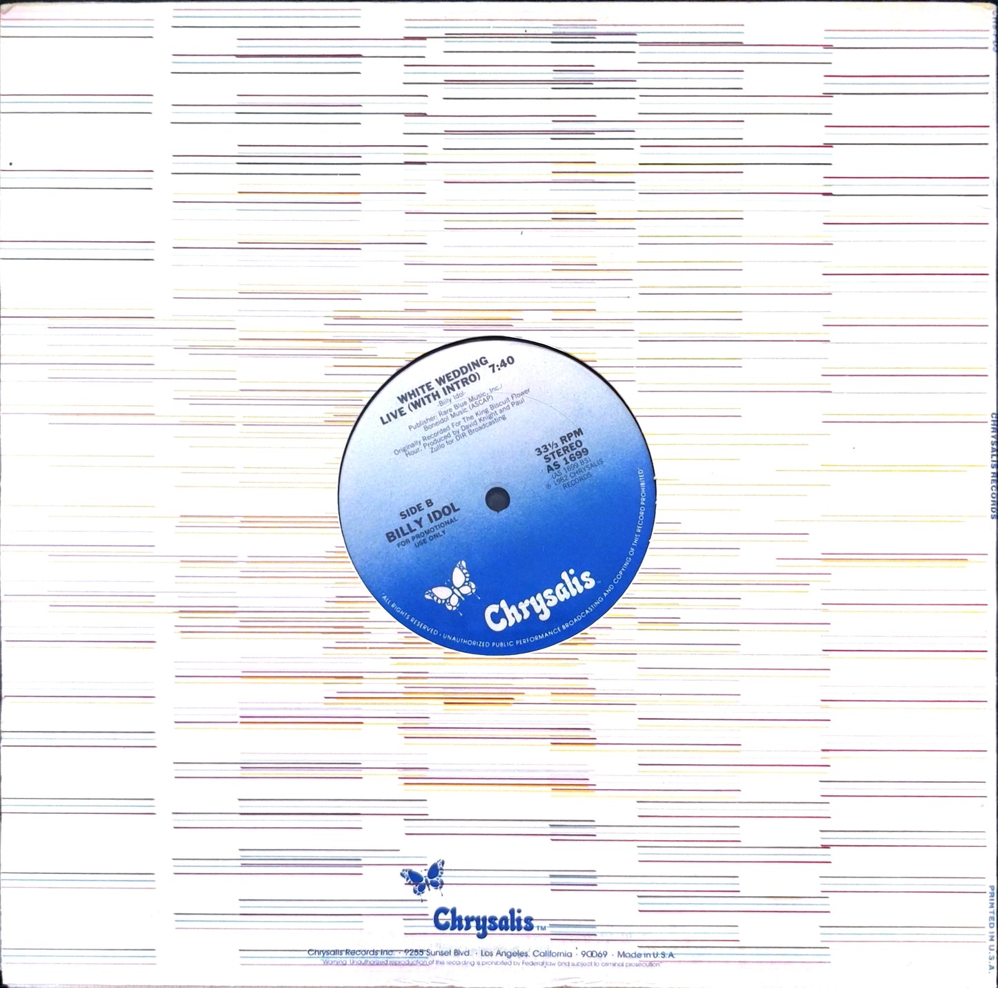BILLY IDOL - WHITE WEDDING | 12" MAXI SINGLE USADO
