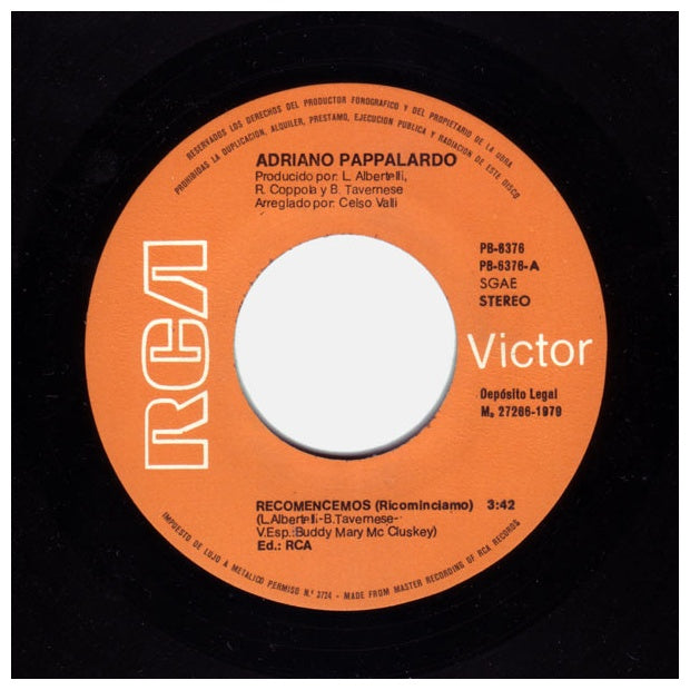 ADRIANO PAPPALARDO - RECOMENCEMOS (EN ESPAÑOL) | 7" SINGLE VINILO USADO