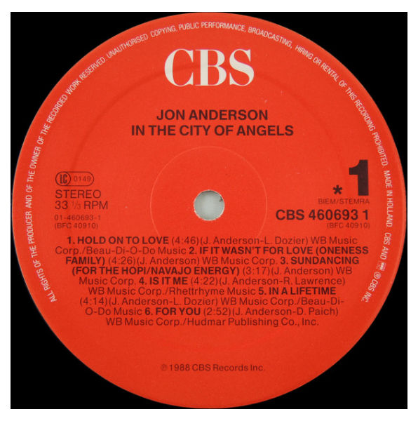 JON ANDERSON - IN THE CITY OF ANGELS | VINILO USADO