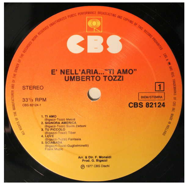 UMBERTO TOZZI - E'NELL'ARIA…"TI AMO" | VINILO USADO