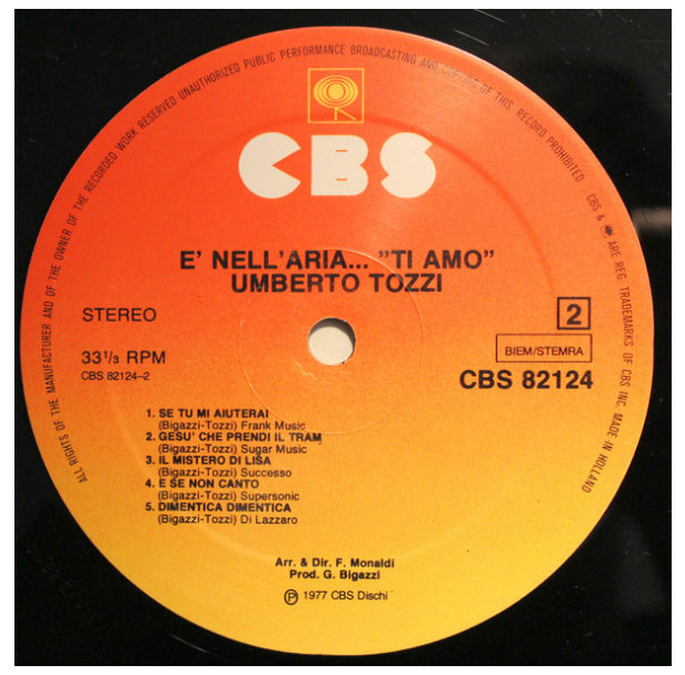 UMBERTO TOZZI - E'NELL'ARIA…"TI AMO" | VINILO USADO
