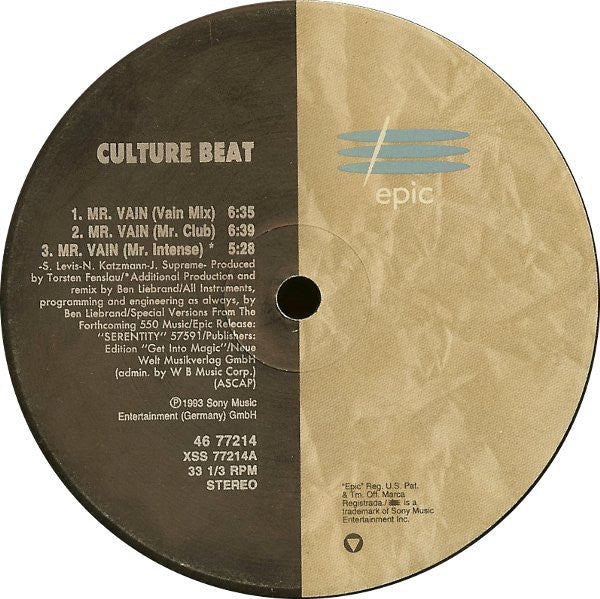 CULTURE BEAT - MR. VAIN | 12" MAXI SINGLE USADO