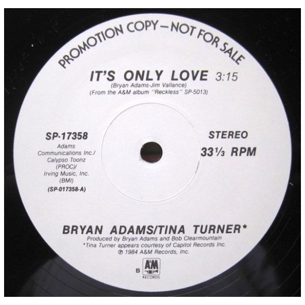 BRYAN ADAMS FT. TINA TURNER - IT'S ONLY LOVE | 12" MAXI SINGLE USADO