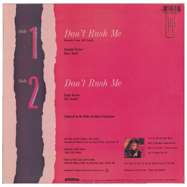 TAYLOR DAYNE - DON'T RUSH ME | 12" MAXI SINGLE USADO