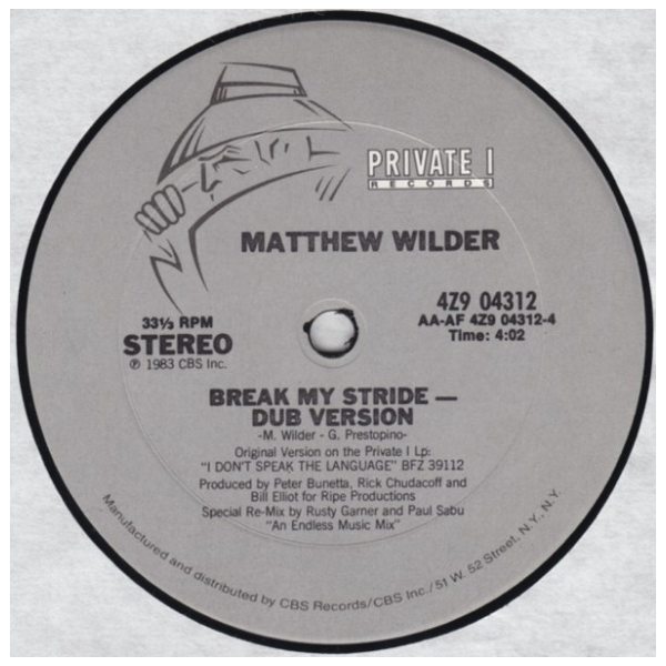 MATHEW WILDER - BREAK MY STRIDE | 12" MAXI SINGLE USADO