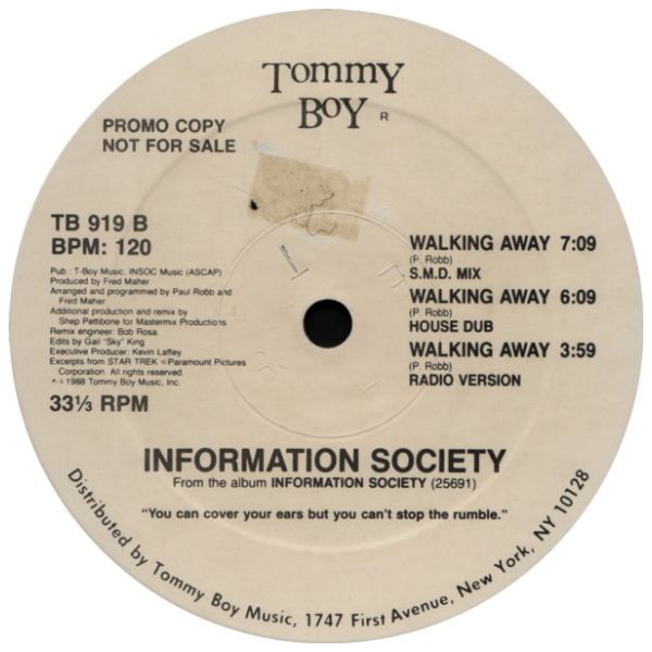 INFORMATION SOCIETY - WALKING AWAY | 12" MAXI SINGLE USADO