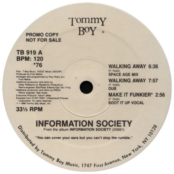 INFORMATION SOCIETY - WALKING AWAY | 12" MAXI SINGLE USADO