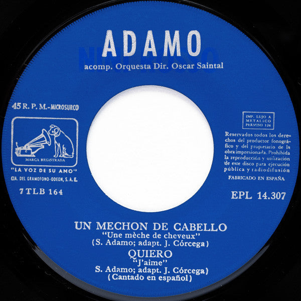 ADAMO - TU NOMBRE/UN MECHON DE TU CABELLO | 7" SINGLE VINILO USADO