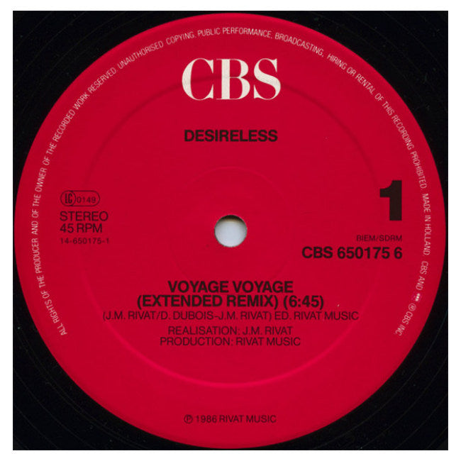 DESIRELESS - VOYAGE VOYAGE | 12" MAXI SINGLE USADO