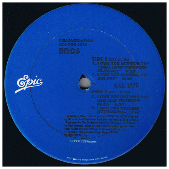 BROS - I OWE YOU NOTHING | 12" MAXI SINGLE USADO