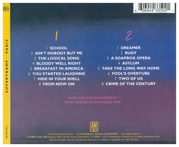 SUPERTRAMP - PARIS (2CD) | CD