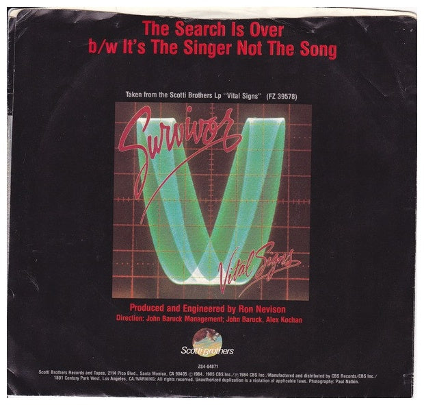 SURVIVOR - THE SEARCH IS OVER | 7" SINGLE USADO