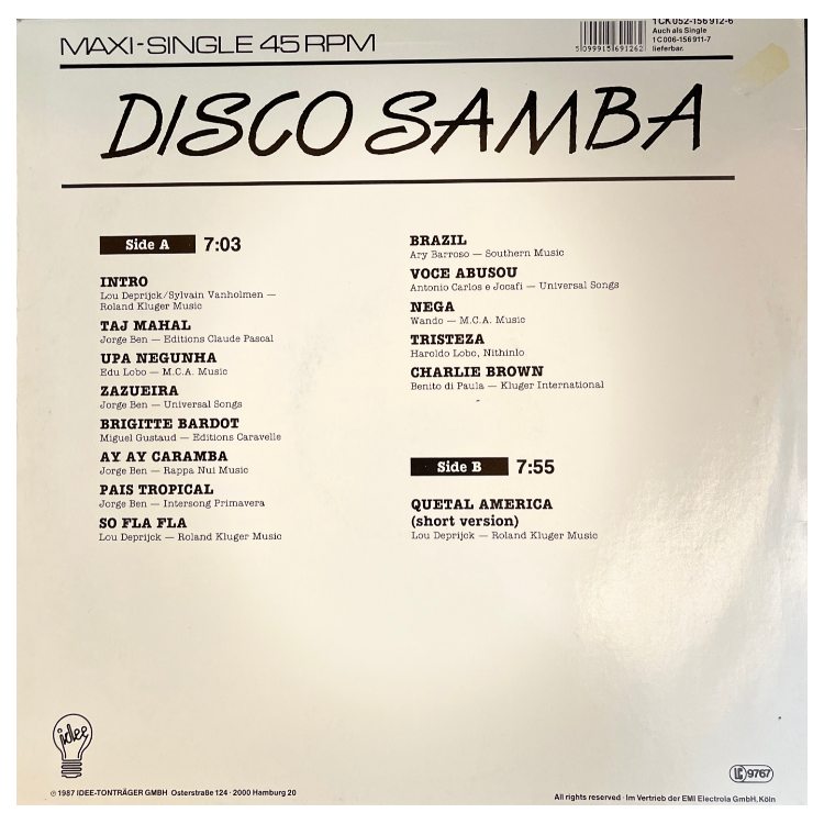 TWO MAN SOUND - DISCO SAMBA/QUE TAL AMERICA | 12" MAXI SINGLE USADO