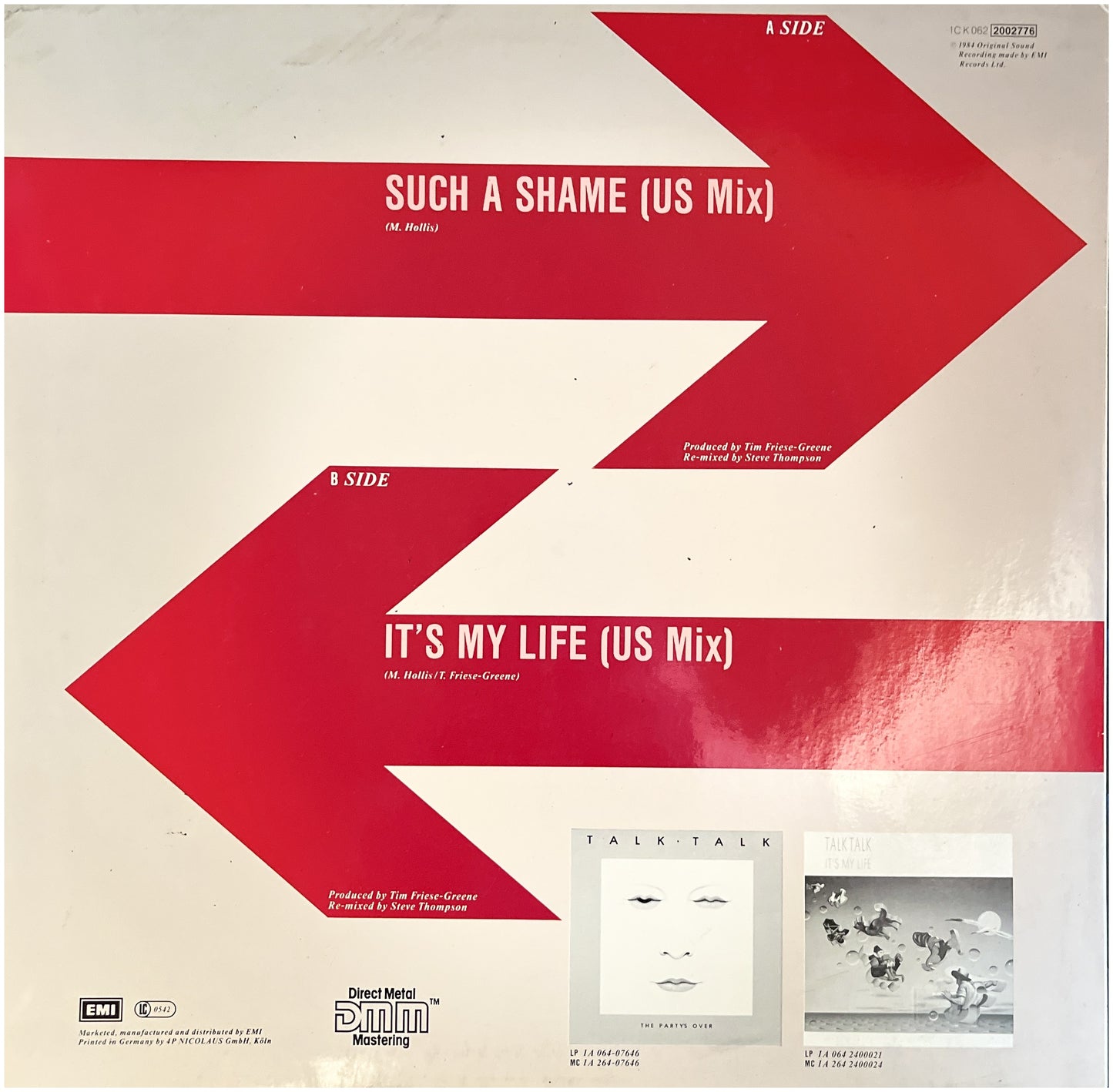 TALK TALK - IT'S MY LIFE/SUCH A SHAME | 12" MAXI SINGLE USADO