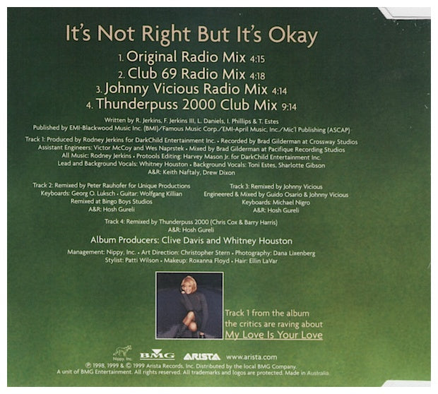 WHITNEY HOUSTON - IT"S NOT RIGHT BUT IT"S OKAY | CD SINGLE USADO