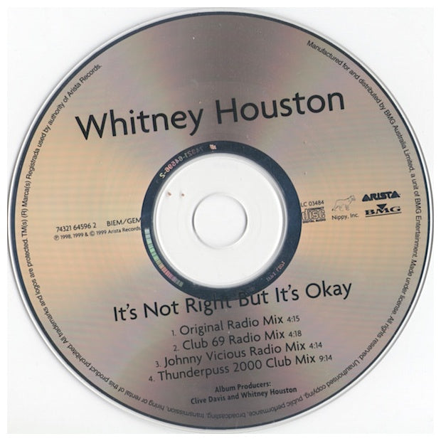 WHITNEY HOUSTON - IT"S NOT RIGHT BUT IT"S OKAY | CD SINGLE USADO