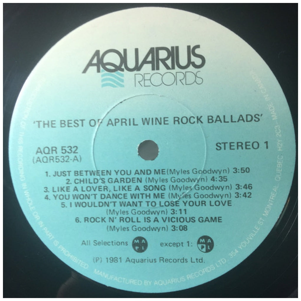 APRIL WINE - THE BEST ROCK BALLADS | VINILO USADO