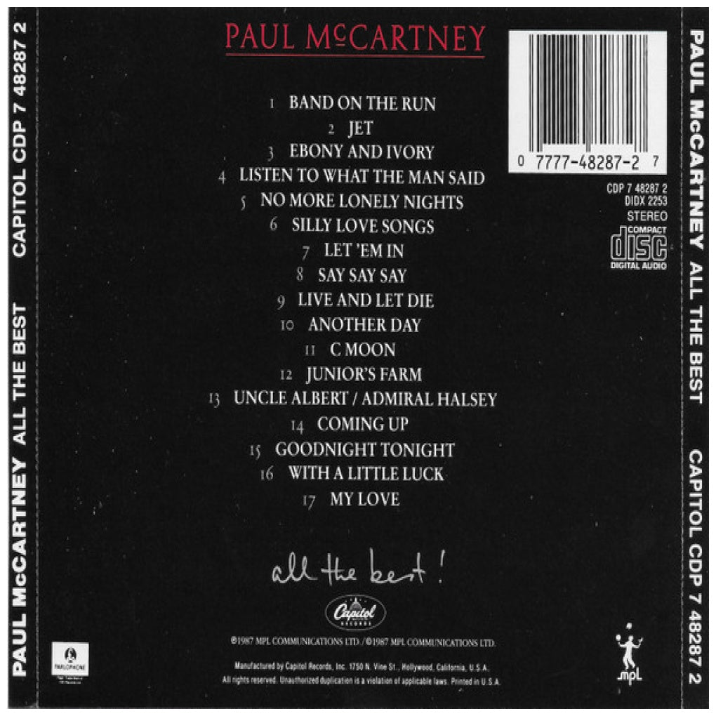 PAUL McCARTNEY - ALL THE BEST | CD USADO