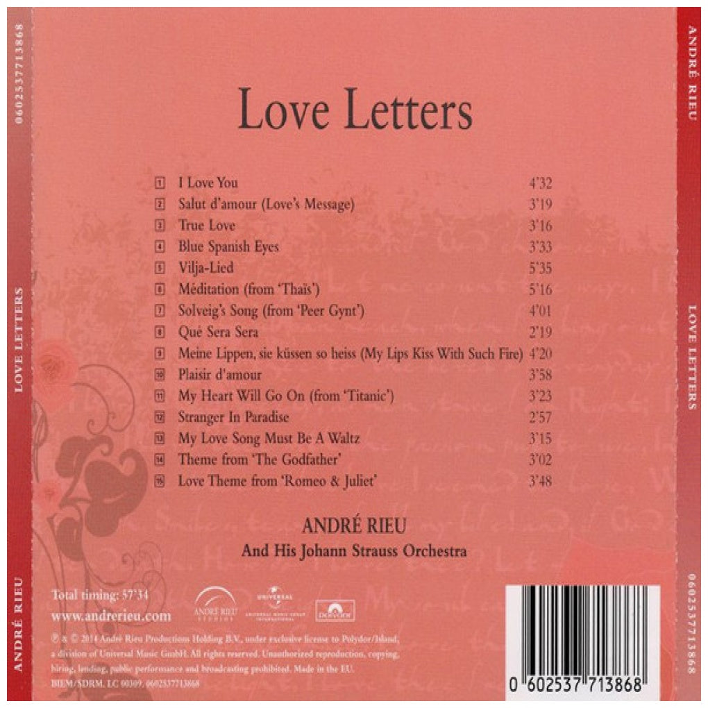 ANDRE RIEU & HIS JOHANN STRAUSS ORCHESTRA - LOVE LETTERS | CD