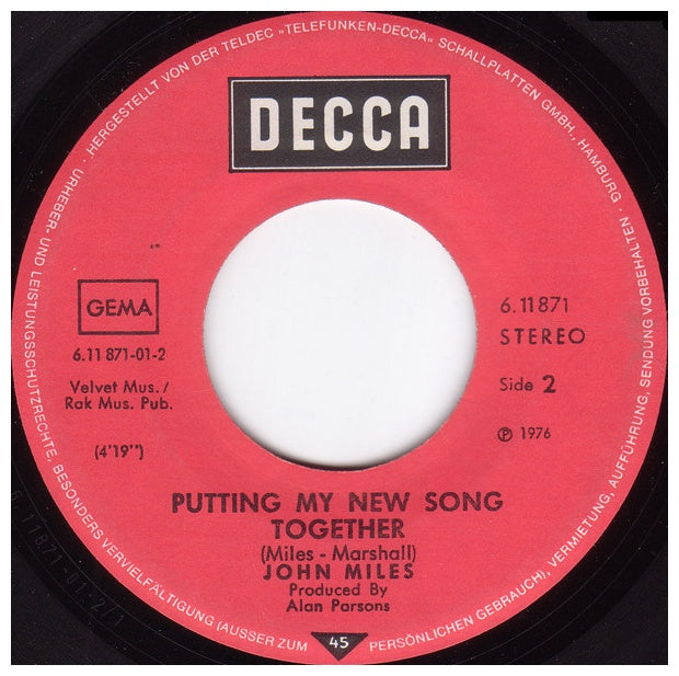 JOHN MILES - MUSIC | 7" SINGLE USADO
