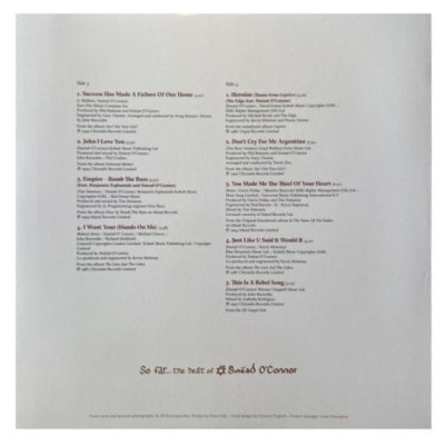 SINEAD OCONNOR - SO FARTHE BEST OF (CLEAR VINYL) (2LP) | VINILO