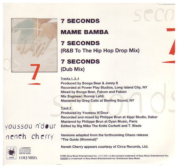 YOUSSOU N'DOUR & NENEH CHERRY - 7 SECONDS | CD USADO