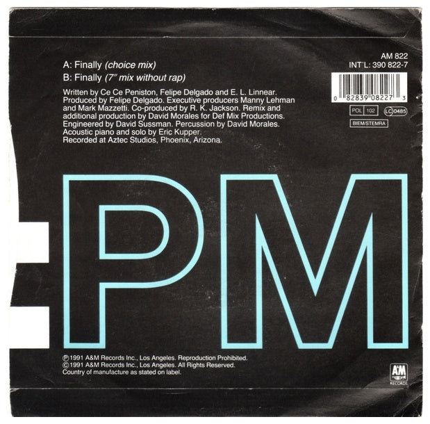 CE CE PENISTON - FINALLY (CHOICE MIX) | 7'' SINGLE VINILO USADO