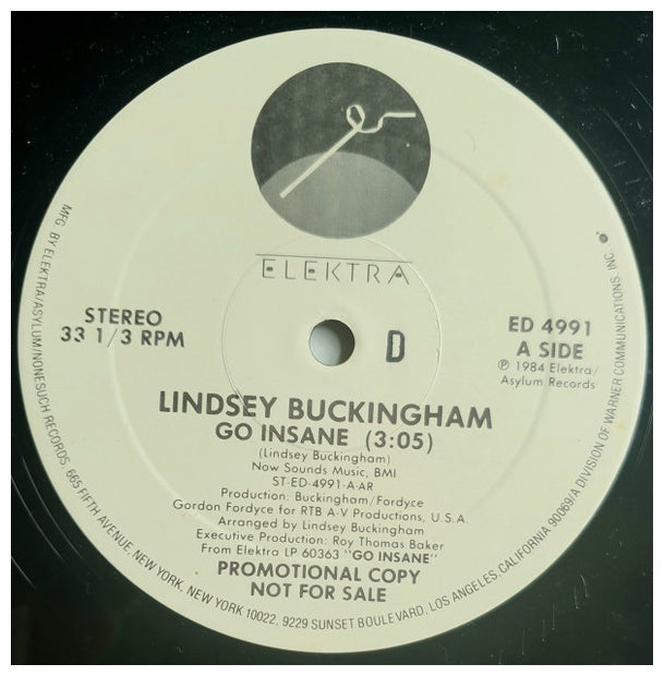 LINDSEY BUCKINGHAM - GO INSANE (PROMO) | 12" MAXI SINGLE USADO