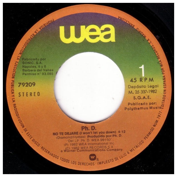 PH.D. - I WON'T LET YOU DOWN | 7" SINGLE VINILO USADO