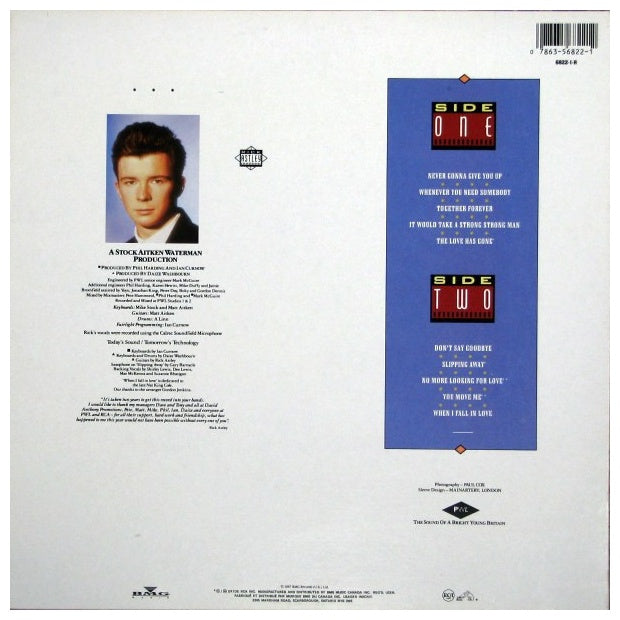 RICK ASTLEY - WHENEVER YOU NEED SOMEBODY | VINILO USADO