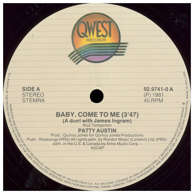 PATTI AUSTIN FT. JAMES INGRAM - BABY, COME TO ME | 12" MAXI SINGLE USADO