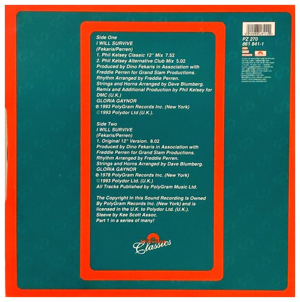 GLORIA GAYNOR - I WILL SURVIVE (PHIL KELSEY REMIX) | 12" MAXI SINGLE USADO