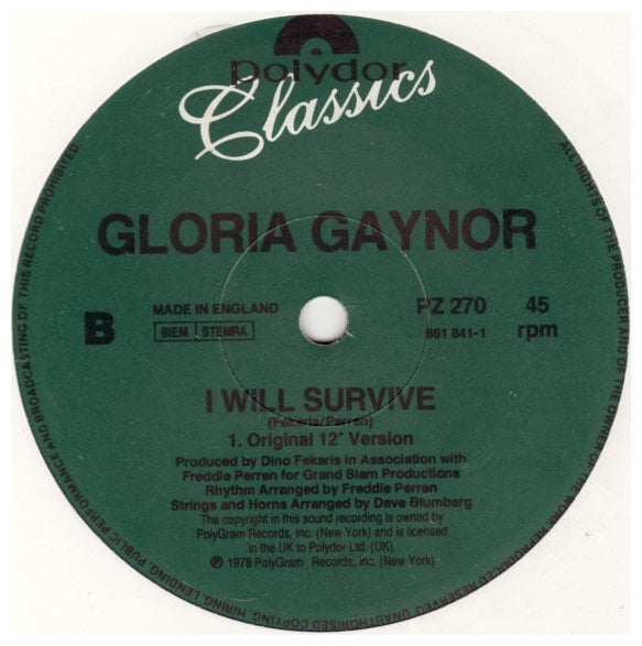 GLORIA GAYNOR - I WILL SURVIVE (PHIL KELSEY REMIX) | 12" MAXI SINGLE USADO