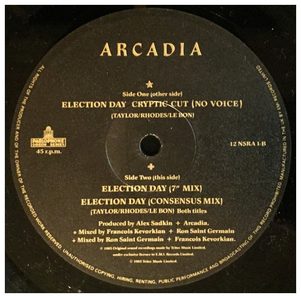 ARCADIA - ELECTION DAY | 12" MAXI SINGLE USADO