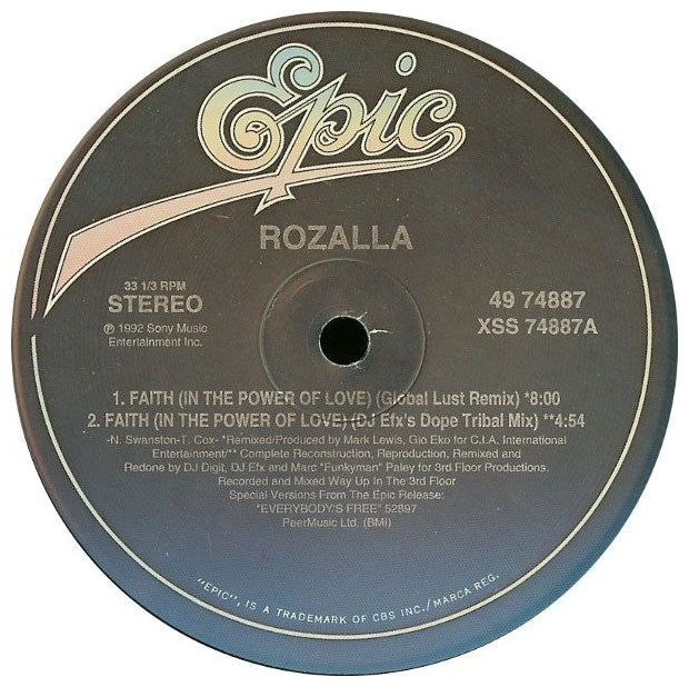 ROZALLA - FAITH (IN THE POWER OF LOVE) | 12'' MAXI SINGLE USADO