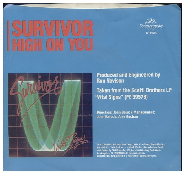SURVIVOR - HIGH ON YOU | 7" SINGLE USADO