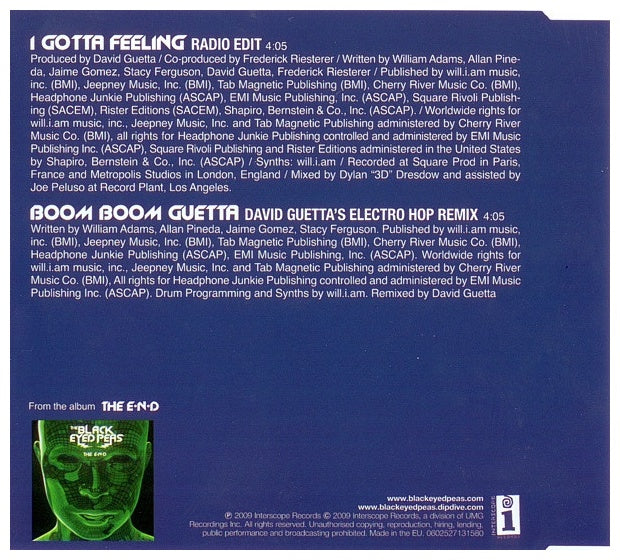 BLACK EYED PEAS - I GOT A FEELING | CD SINGLE USADO